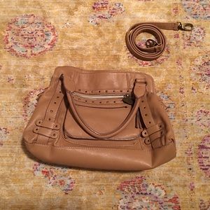 Tan cream leather purse